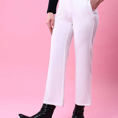 Women Solid Wide Leg Trouser