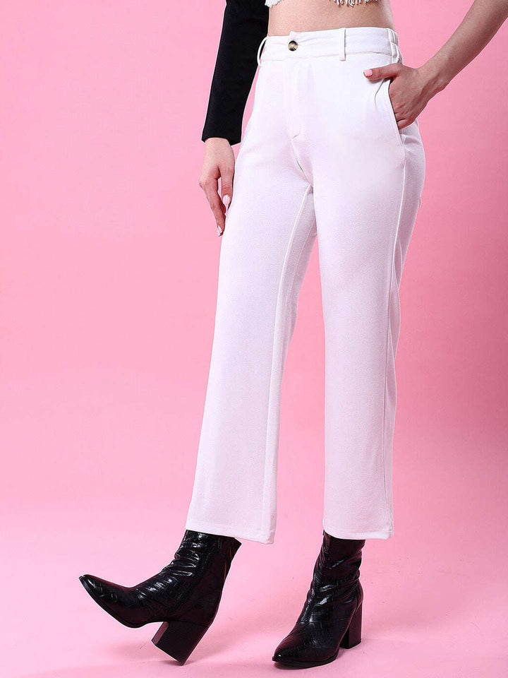 Women Solid Wide Leg Trouser