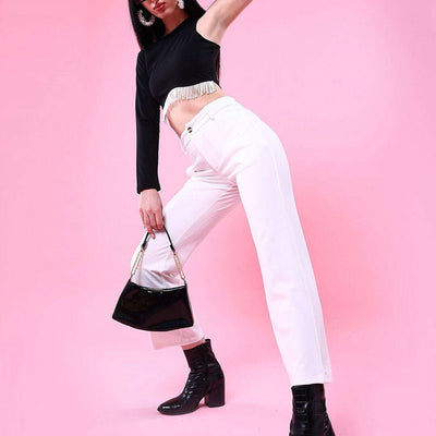 Women Solid Wide Leg Trouser