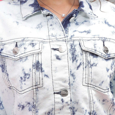 Women Tie And Dye Trucker Denim Jacket