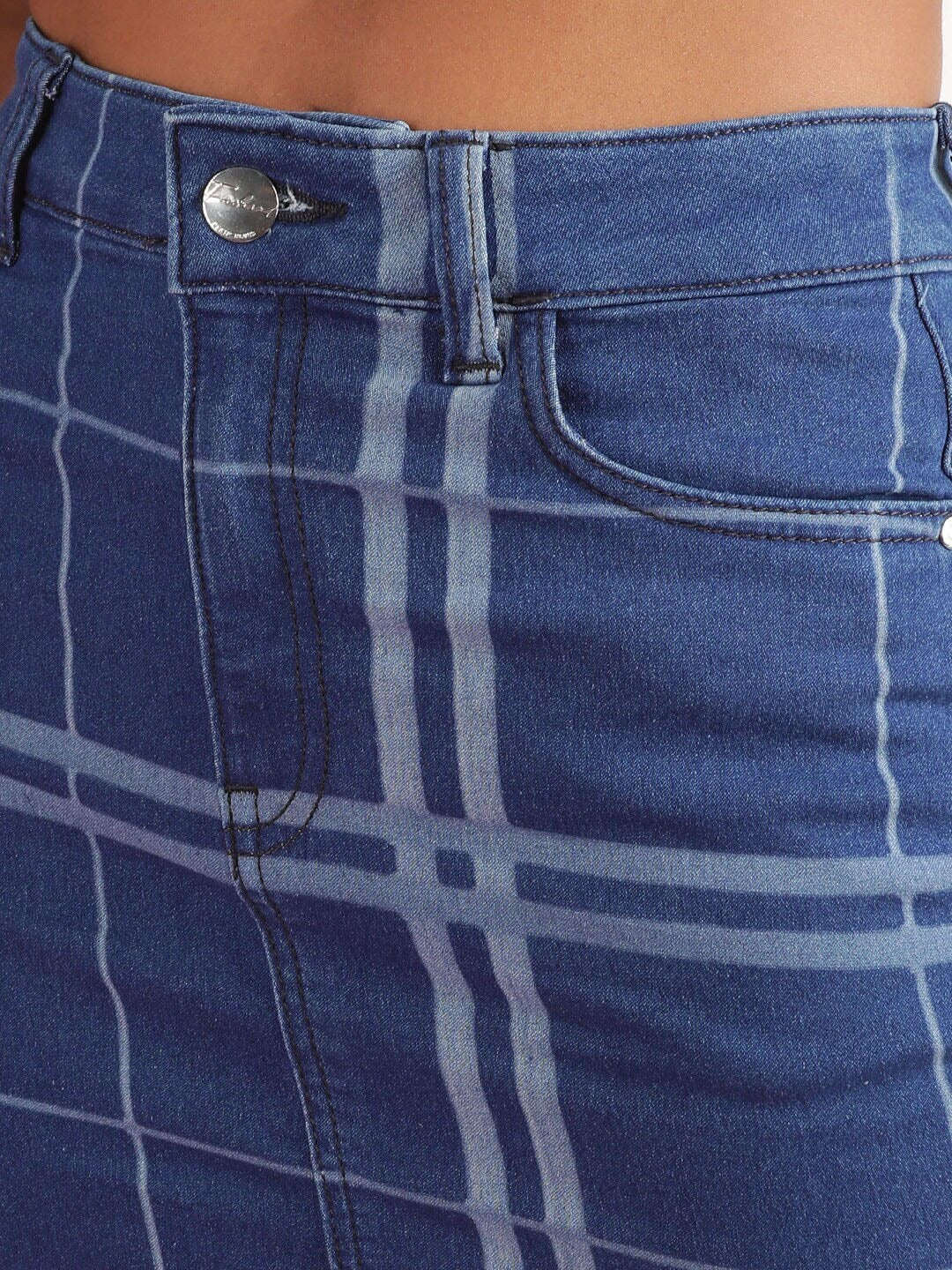 Women's Checked Denim Skirt