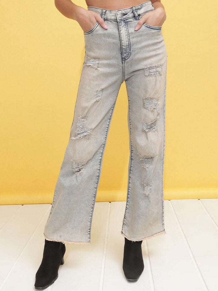 Women Tinted Wide Leg Denim Jeans