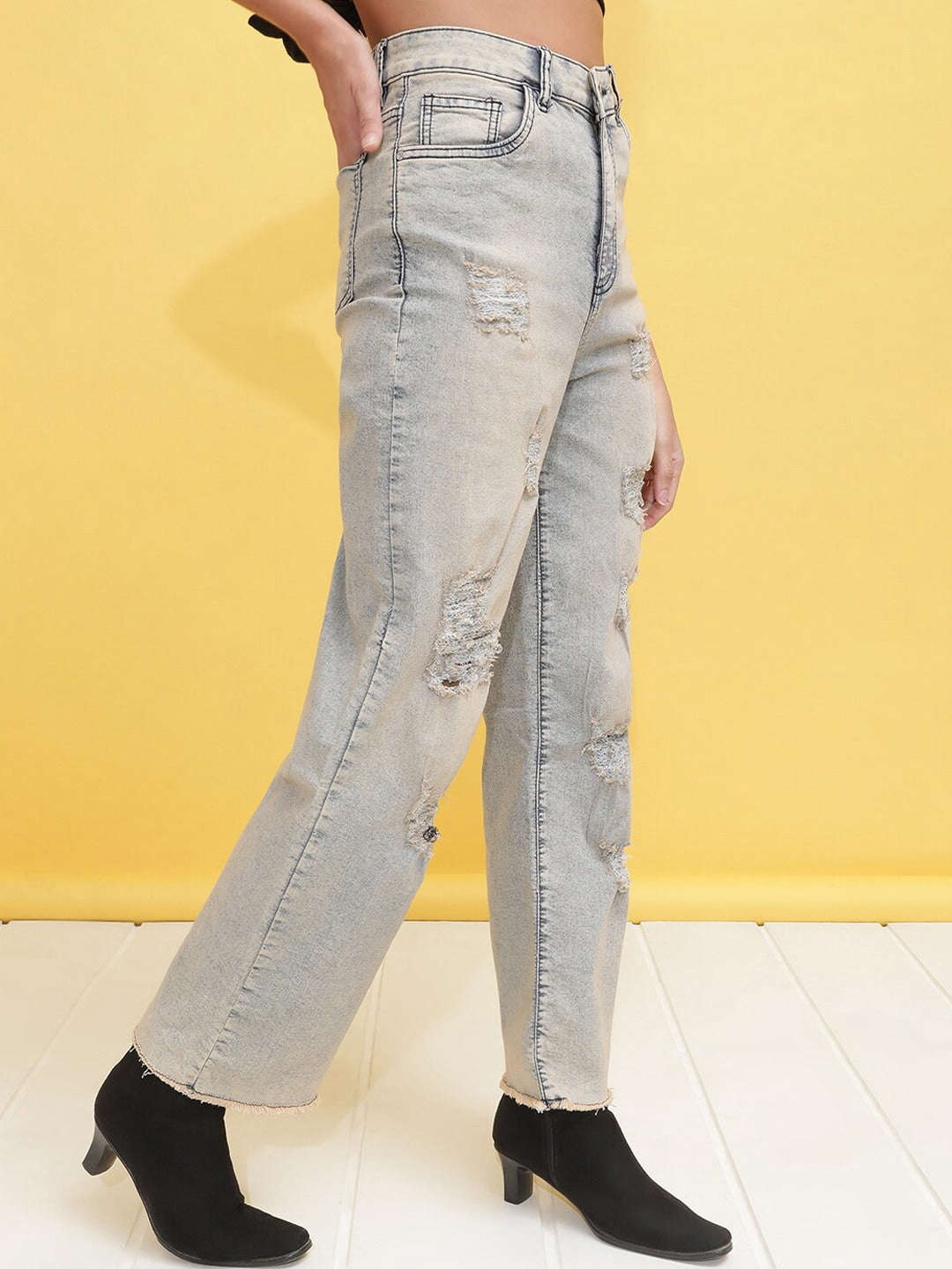 Women Tinted Wide Leg Denim Jeans