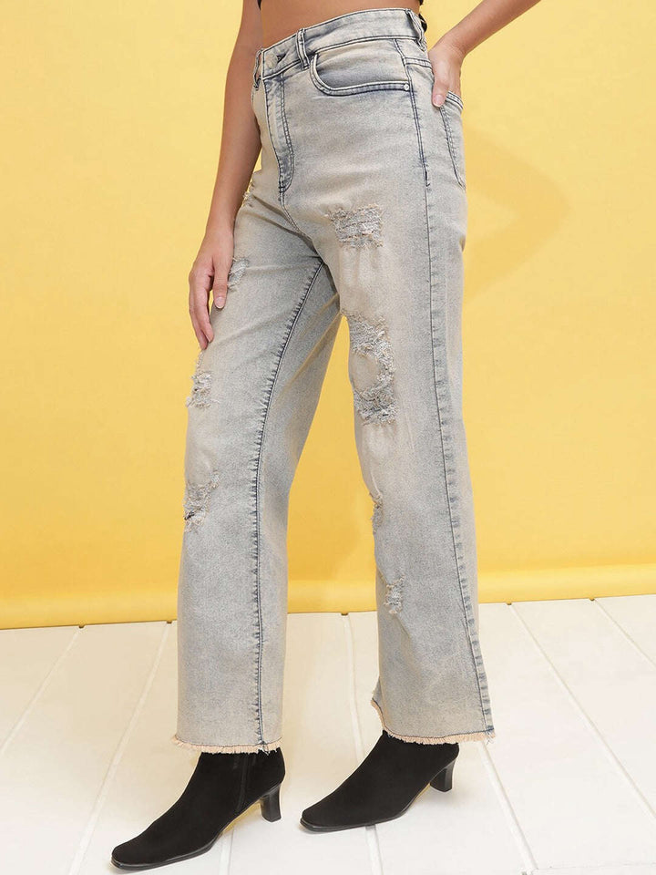 Women Tinted Wide Leg Denim Jeans