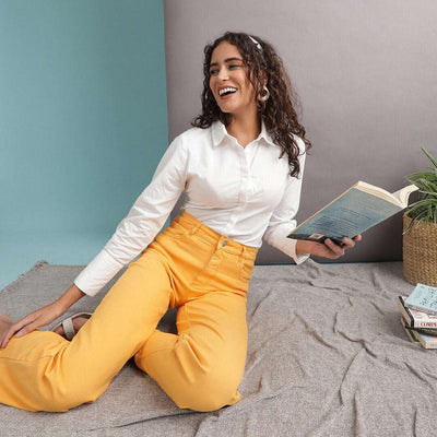 Women Tinted Wide Leg Denim Jeans