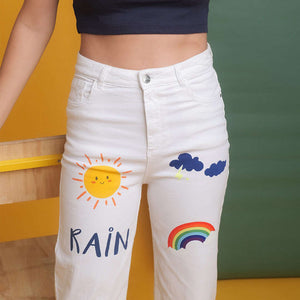 Women Tinted Wide Leg Denim Jeans