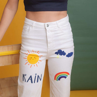 Women Tinted Wide Leg Denim Jeans