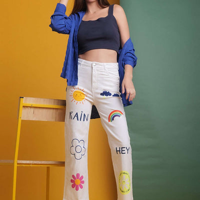 Women Tinted Wide Leg Denim Jeans