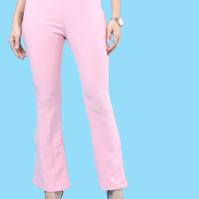 Women Straight Leg Tapered Pants With Slit