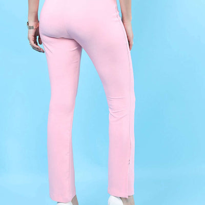 Women Straight Leg Tapered Pants With Slit