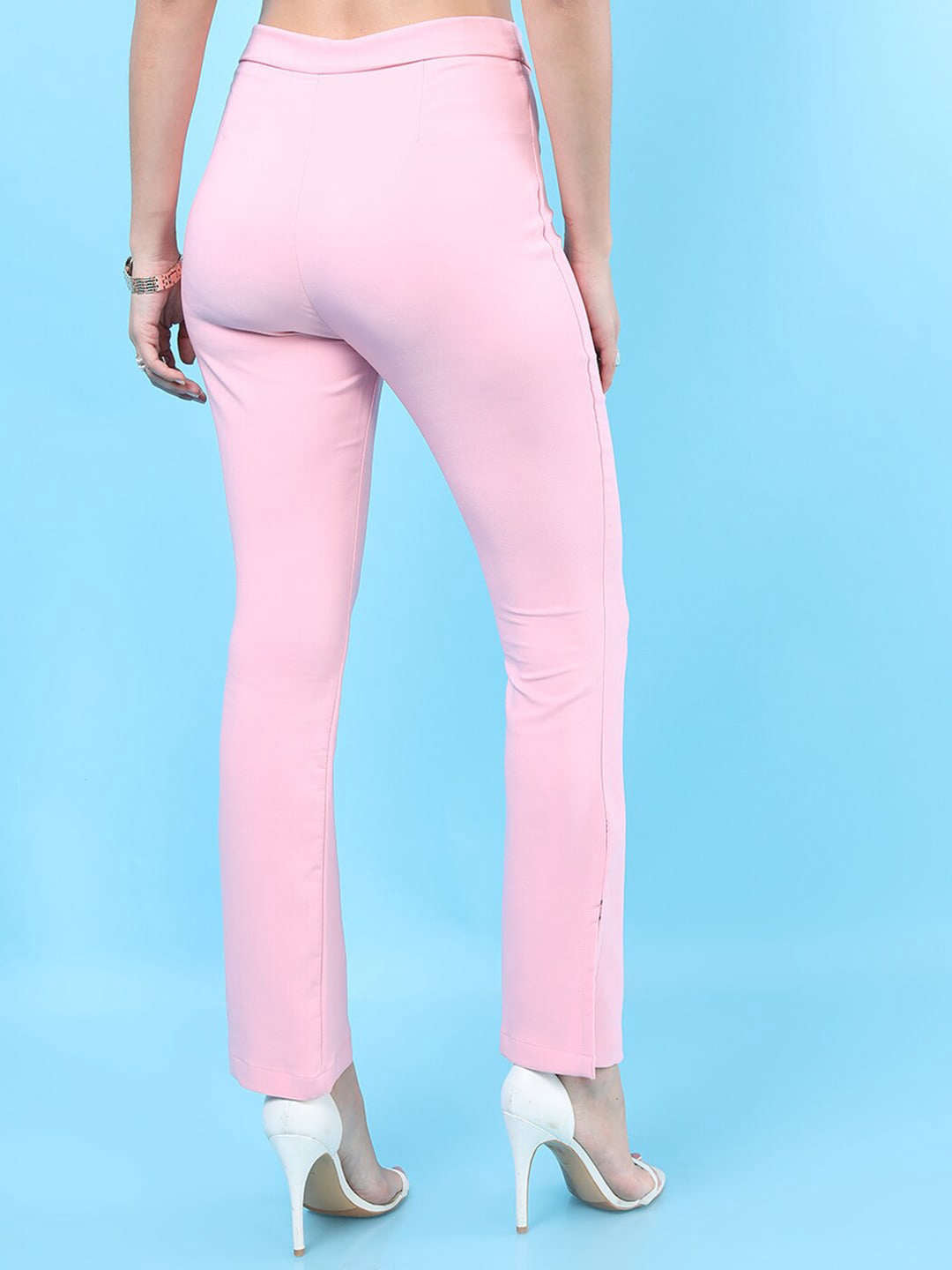 Women Straight Leg Tapered Pants With Slit