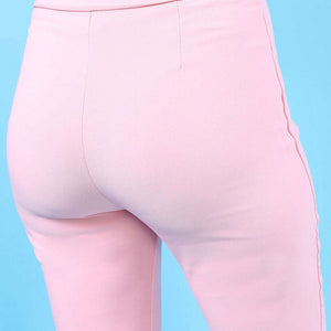 Women Straight Leg Tapered Pants With Slit