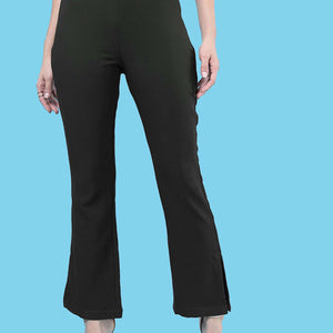 Women Straight Leg Tapered Pants With Slit