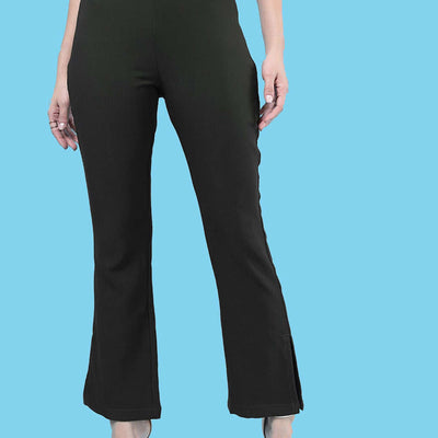 Women Straight Leg Tapered Pants With Slit