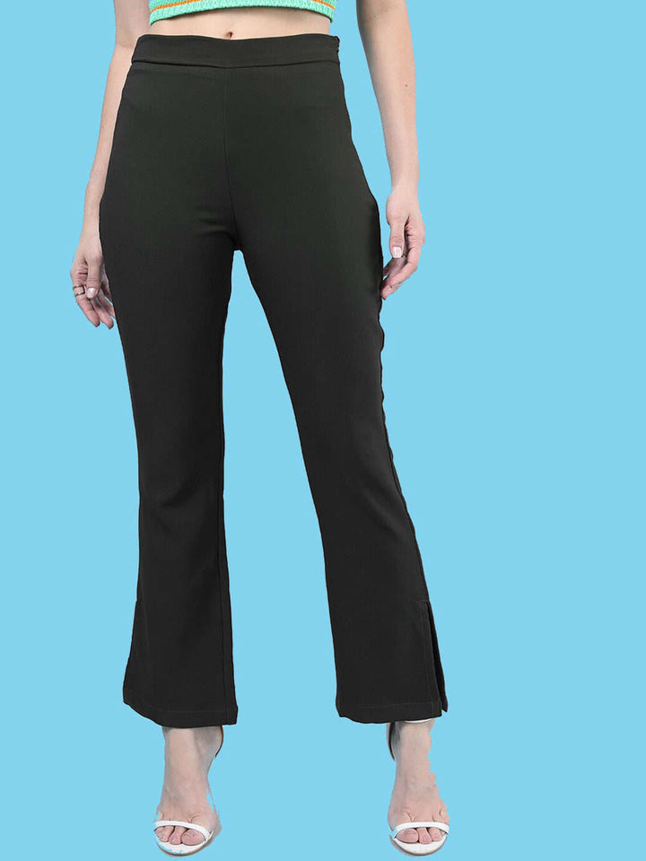 Women Straight Leg Tapered Pants With Slit