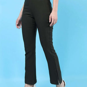 Women Straight Leg Tapered Pants With Slit