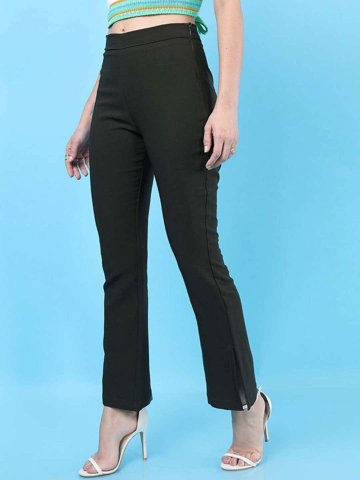 Women Straight Leg Tapered Pants With Slit