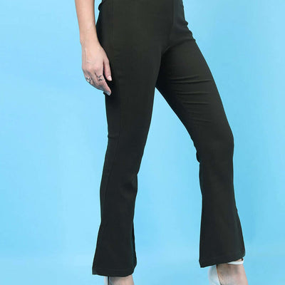 Women Straight Leg Tapered Pants With Slit