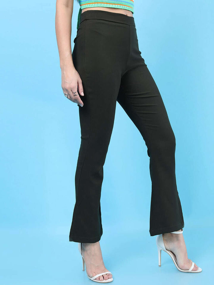 Women Straight Leg Tapered Pants With Slit