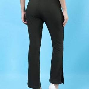 Women Straight Leg Tapered Pants With Slit