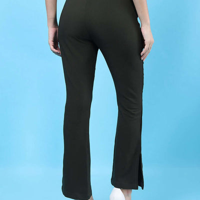 Women Straight Leg Tapered Pants With Slit