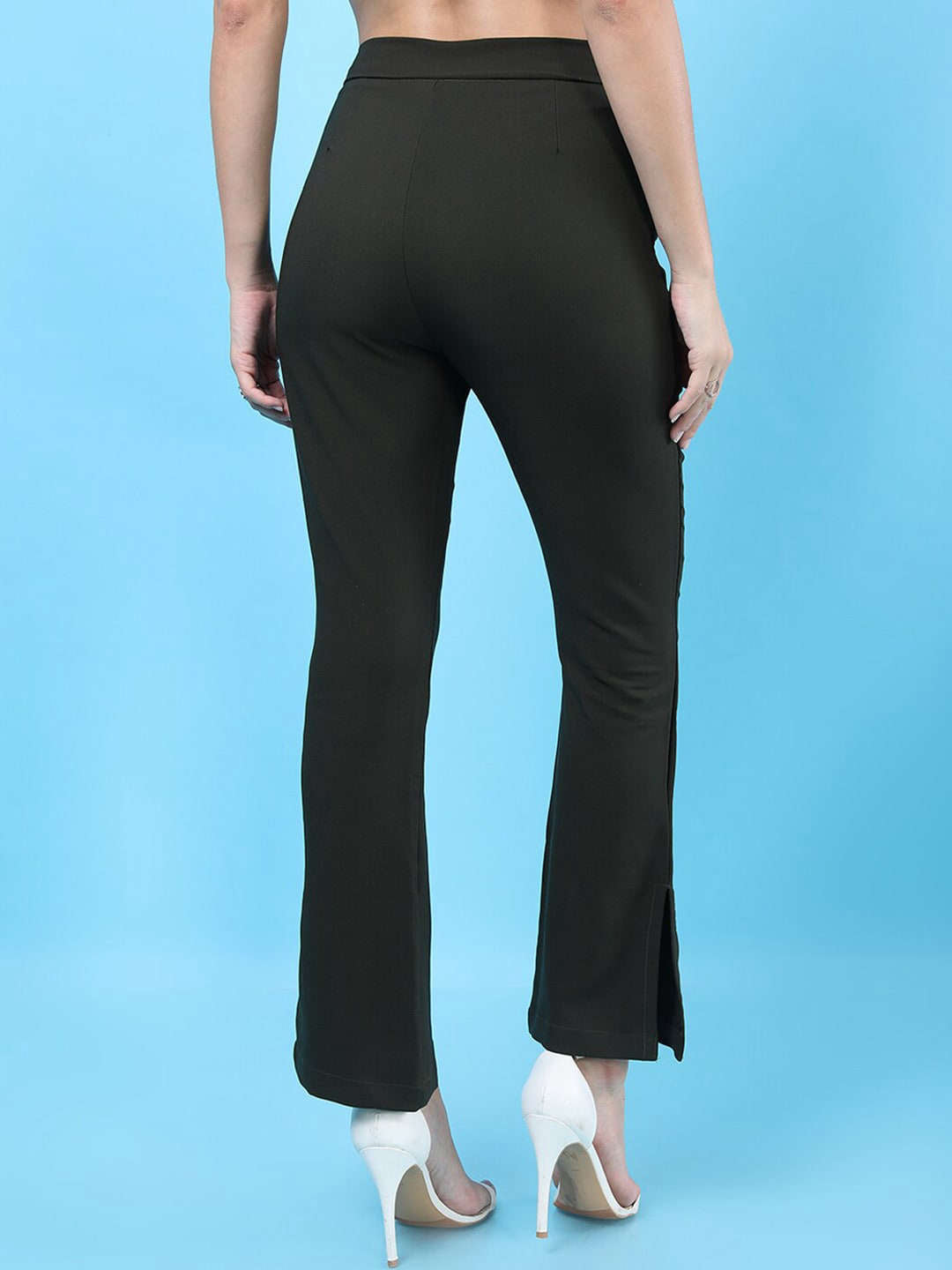 Women Straight Leg Tapered Pants With Slit