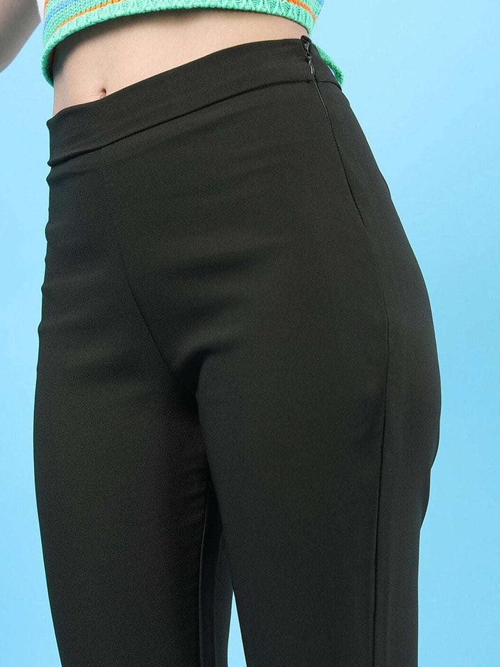 Women Straight Leg Tapered Pants With Slit