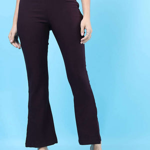 Women Straight Leg Tapered Pants With Slit