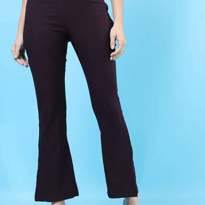 Women Straight Leg Tapered Pants With Slit