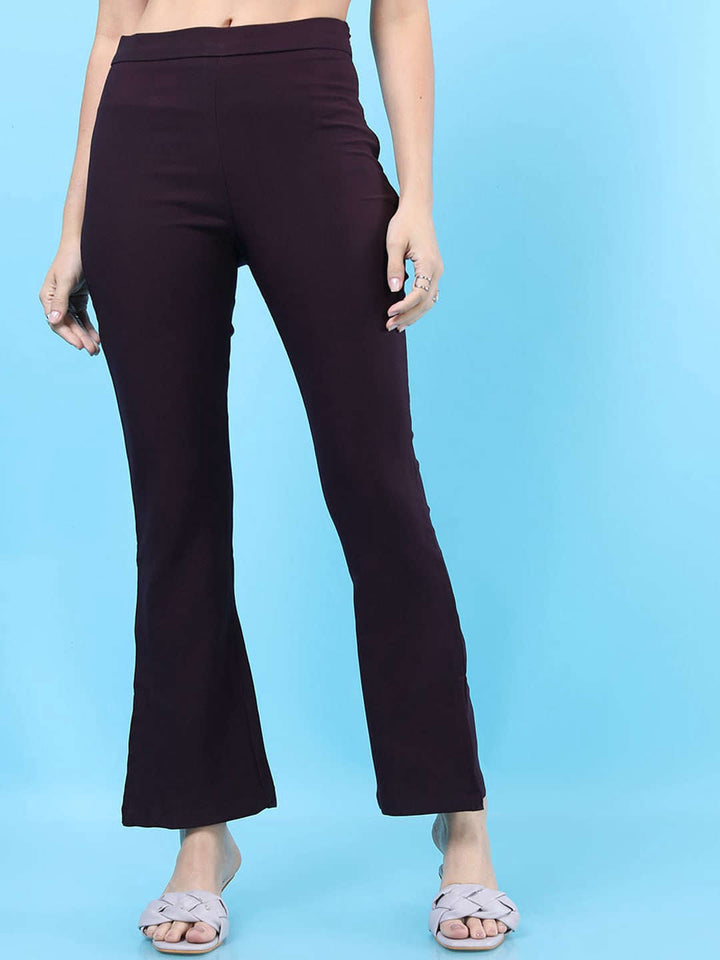 Women Straight Leg Tapered Pants With Slit