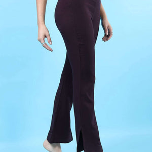 Women Straight Leg Tapered Pants With Slit