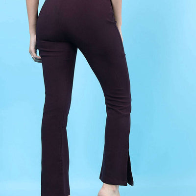 Women Straight Leg Tapered Pants With Slit