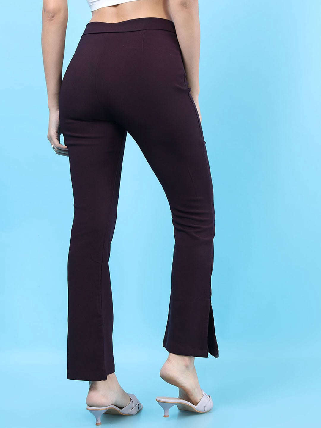 Women Straight Leg Tapered Pants With Slit