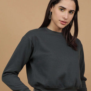 Women's Solid Regular Fit Sweatshirt