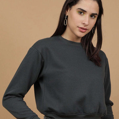 Women's Solid Regular Fit Sweatshirt