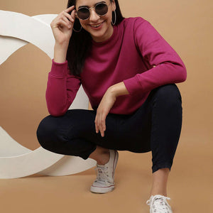 Women's Solid Regular Fit Sweatshirt