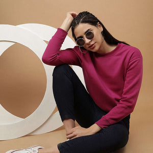 Women's Solid Regular Fit Sweatshirt