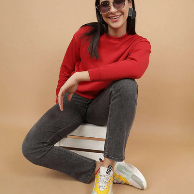Women's Solid Regular Fit Sweatshirt