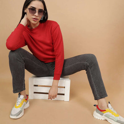 Women's Solid Regular Fit Sweatshirt
