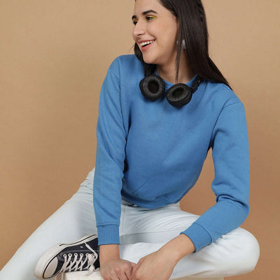 Women's Solid Regular Fit Sweatshirt