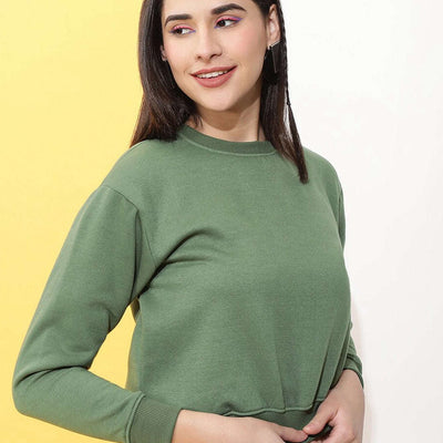 Women's Solid Regular Fit Sweatshirt