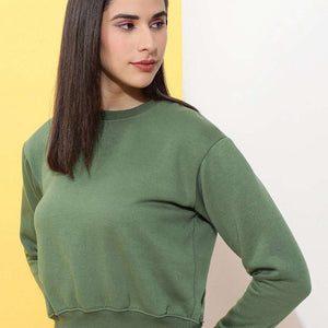 Women's Solid Regular Fit Sweatshirt
