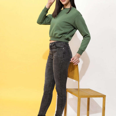 Women's Solid Regular Fit Sweatshirt