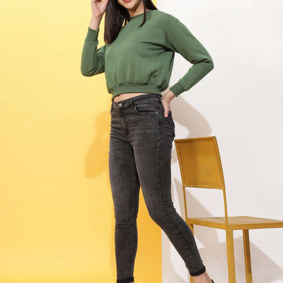 Women's Solid Regular Fit Sweatshirt