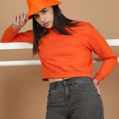 Women's Solid Regular Fit Sweatshirt