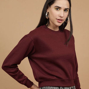 Women's Solid Regular Fit Sweatshirt