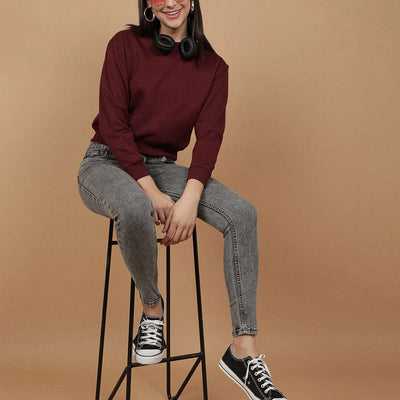 Women's Solid Regular Fit Sweatshirt