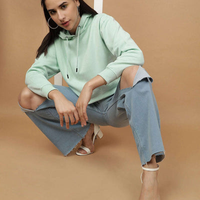 Women's Solid Regular Fit Sweatshirt