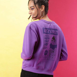 Women's Back Printed Regular Fit Sweatshirt