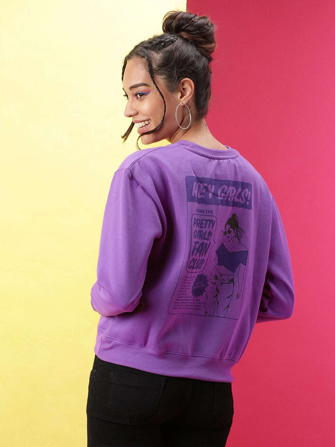 Women's Back Printed Regular Fit Sweatshirt